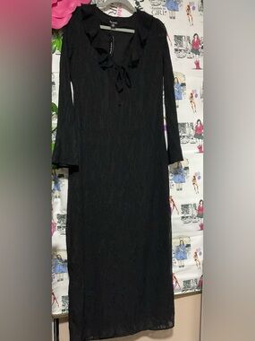 Boohoo Black Long Sleeve Midi Dress